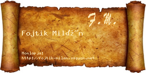 Fojtik Milán névjegykártya